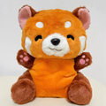 Red panda plush toy with musical lights and breathing feature for kids