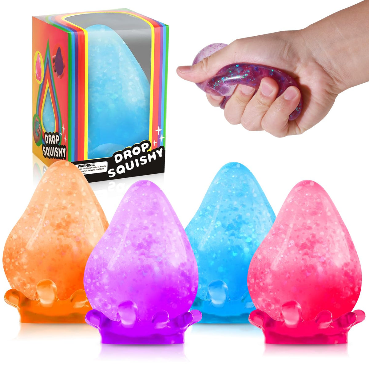 Fidget Toys Stress Cube 4pcs Cube Squishies Anxiety Stress Relief Ice Squishy