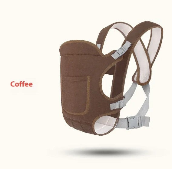 Brown baby carrier with white straps