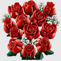 Rose bouquet building blocks set colorful flower construction toy for kids and adults