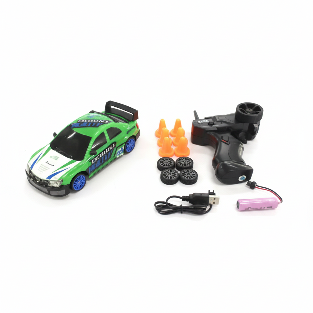 RC drift car remote control toy green racing car for kids aged 6 plus