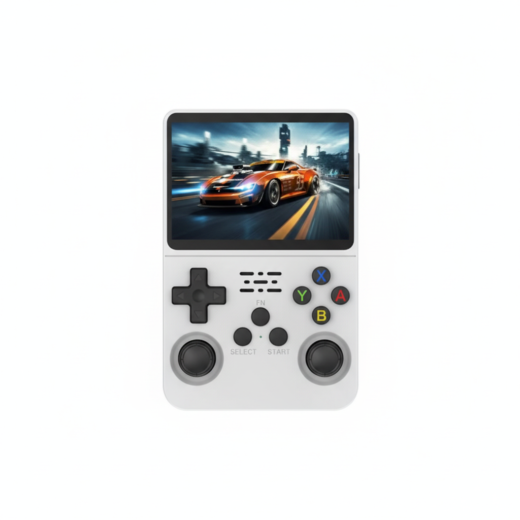 Retro 3D Arcade Game Console – White Unit, White Background